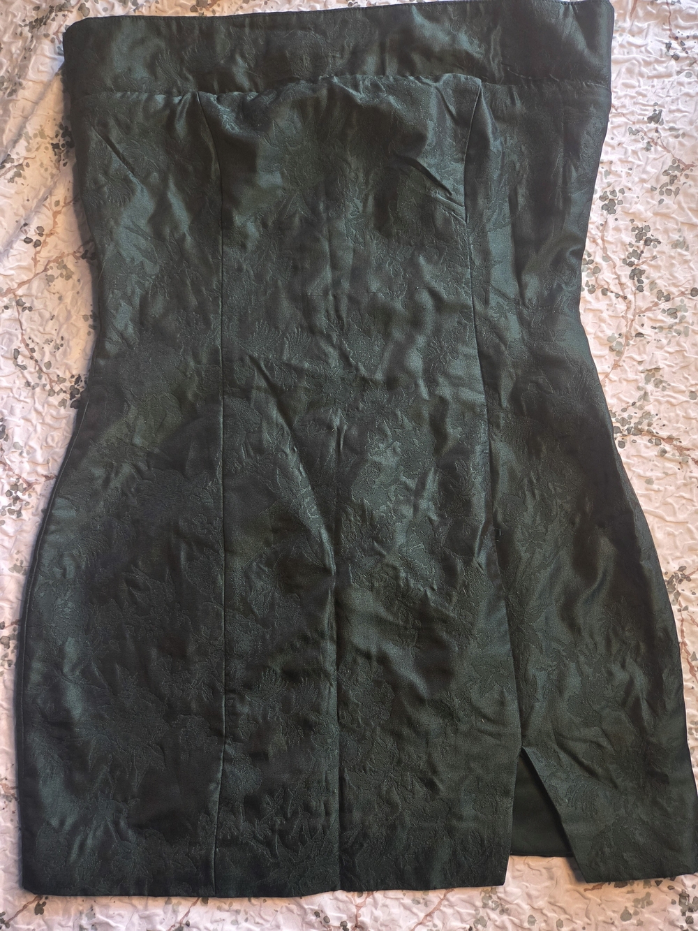 Altar'd State Strapless Dark Emerald Jacquard Dress